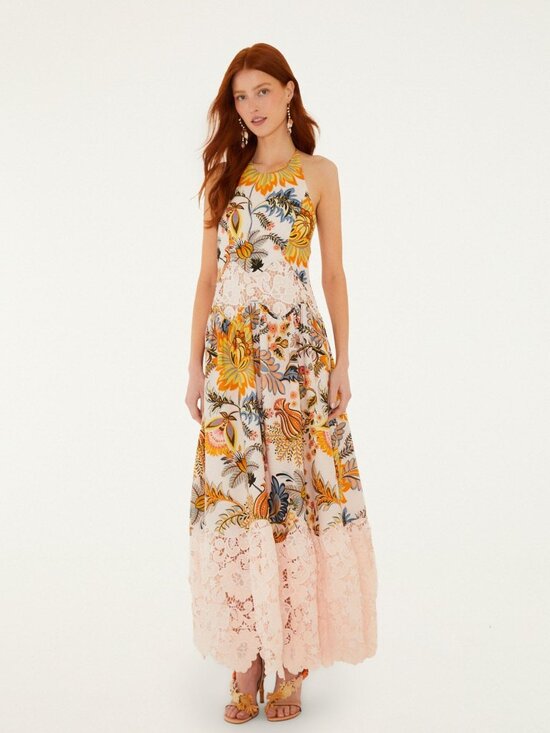 FARM Rio Dresses & Skirts - FARM Rio Ligia Floral Light Pink Lace Maxi Dress NWT - Size S/M/L